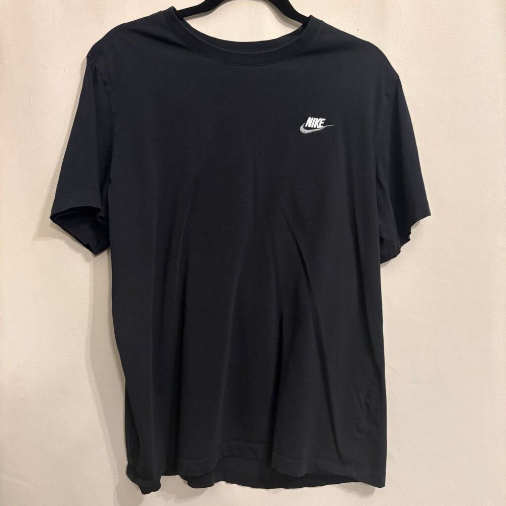 Nike The Nike Tee Black Embroidered Swoosh T Shirt Mens Large
